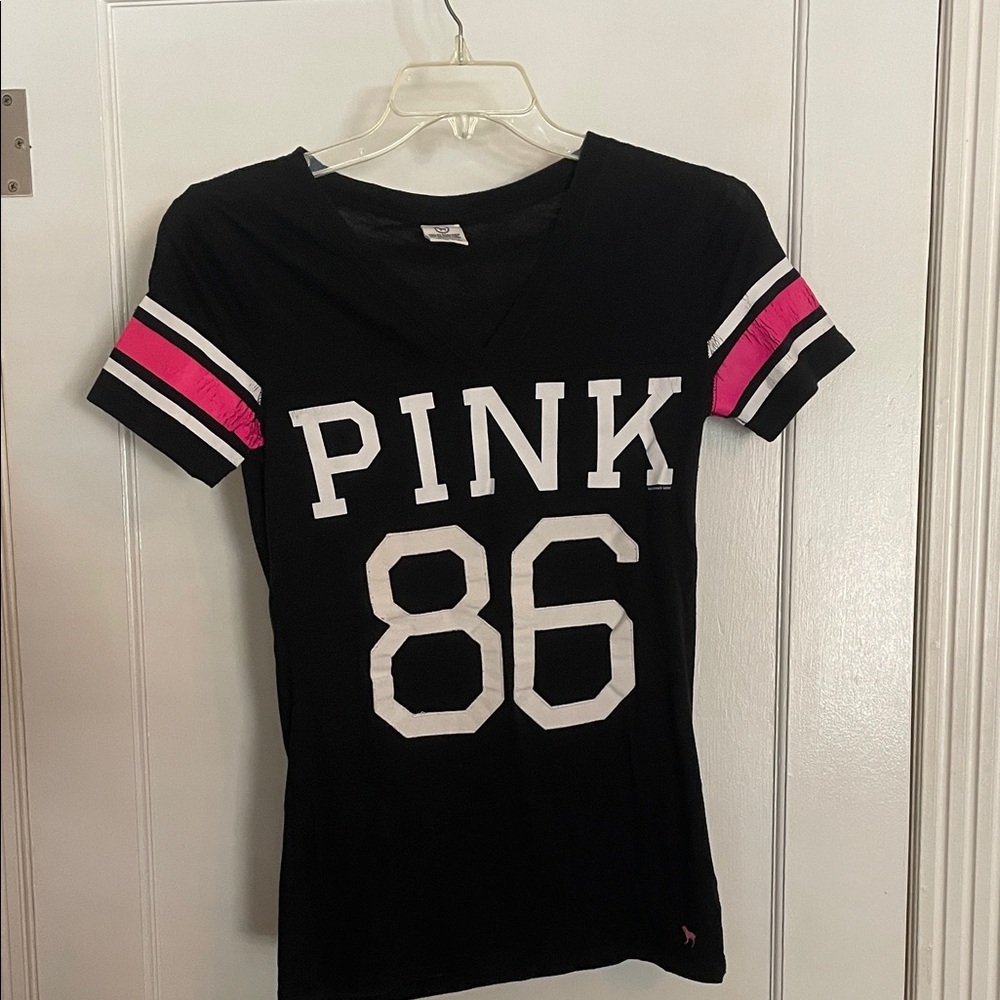 PINK Victoria's Secret Black and Pink 86 Tee
